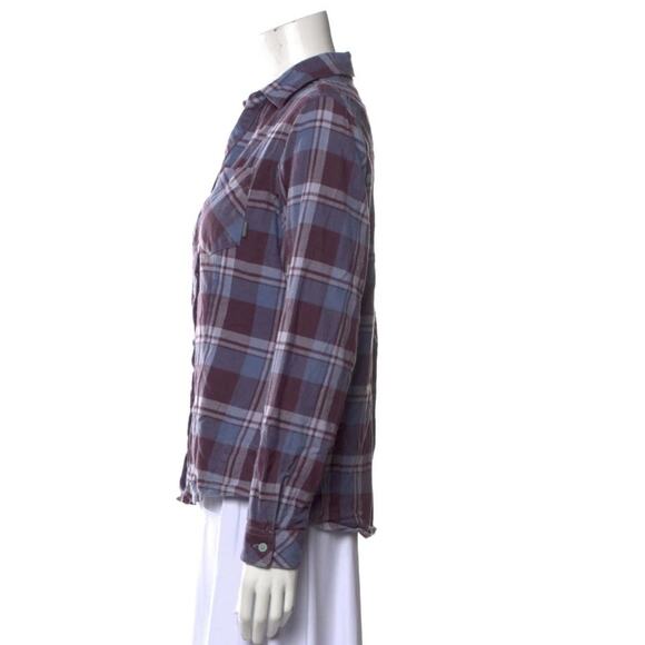 COLUMBIA Purple Plaid Print Flannel Long Sleeve Button-Up Top Shirt Size Medium - Picture 3 of 3